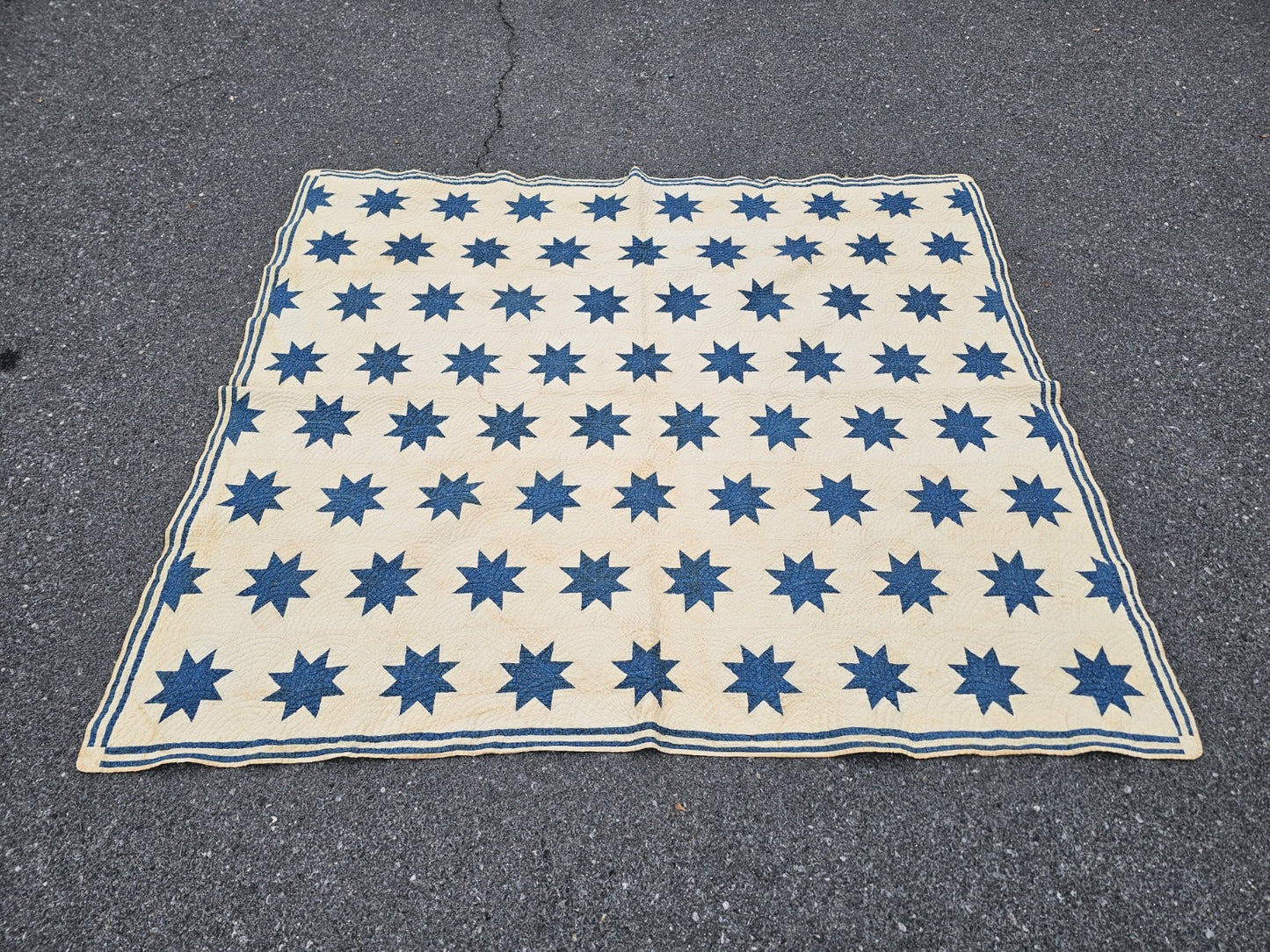 19th Century Antique Circa 1850 Floating 8 Point Star Lap Americana Quit 63 X 72