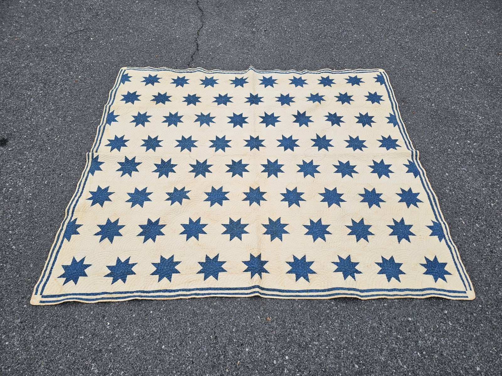 19th Century Antique Circa 1850 Floating 8 Point Star Lap Americana Quit 63 X 72