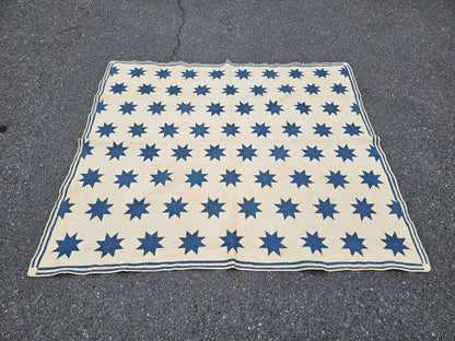 19th Century Antique Circa 1850 Floating 8 Point Star Lap Americana Quit 63 X 72