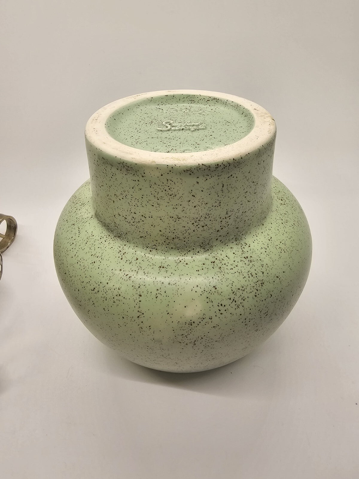 Stanford Sebring Pottery Atomic Age MCM Vase With Tripod Vase Mint Green