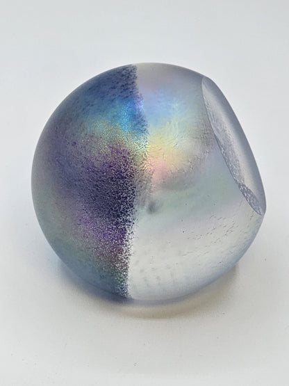 Signed April Showers Iridescent Blue Green Purple Paperweight 3 In Rain Clouds