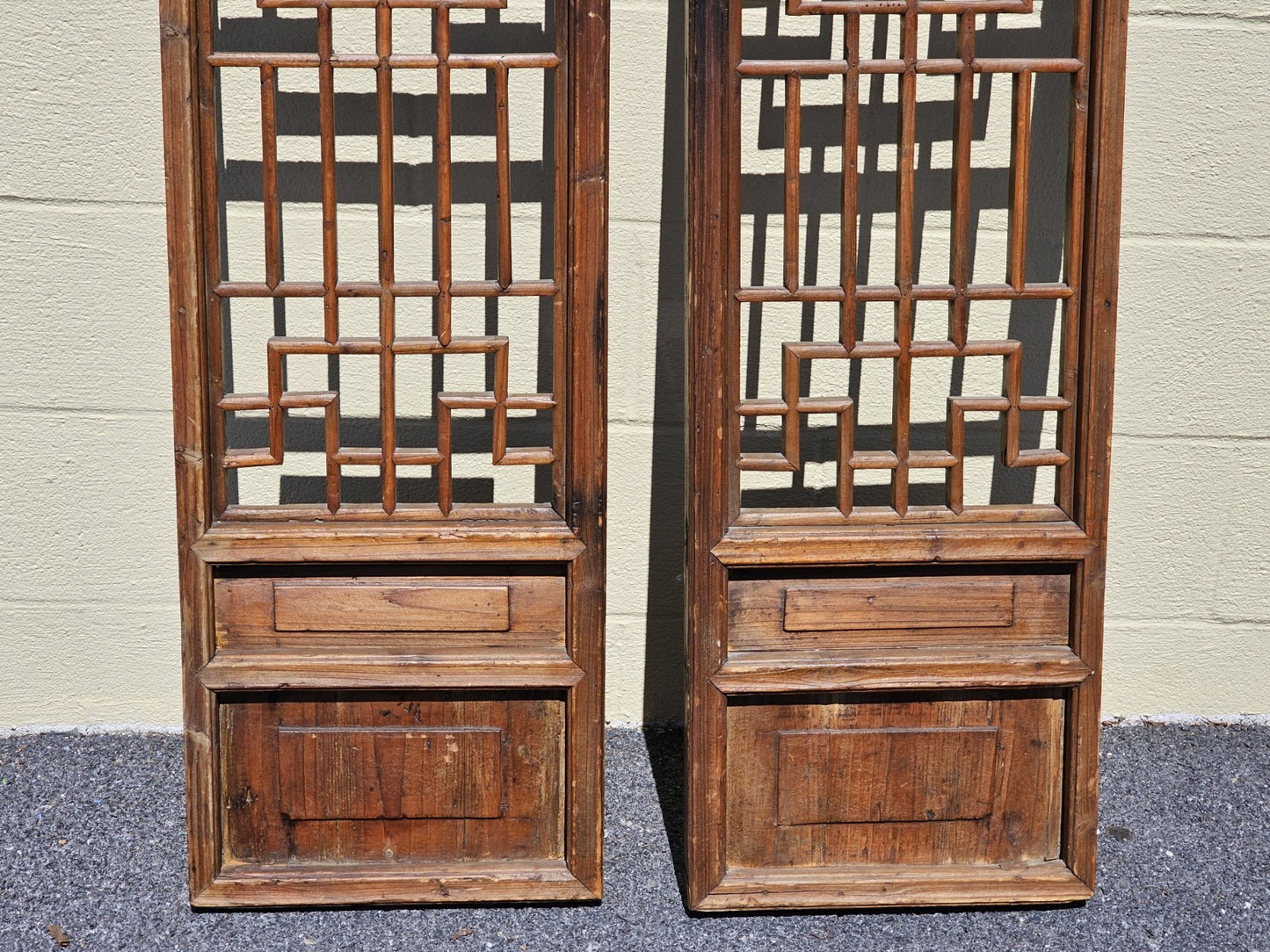 Antique 18th-19th Century Oriental Chinese Shutters Hanging Display Shelves