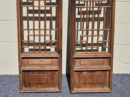 Antique 18th-19th Century Oriental Chinese Shutters Hanging Display Shelves