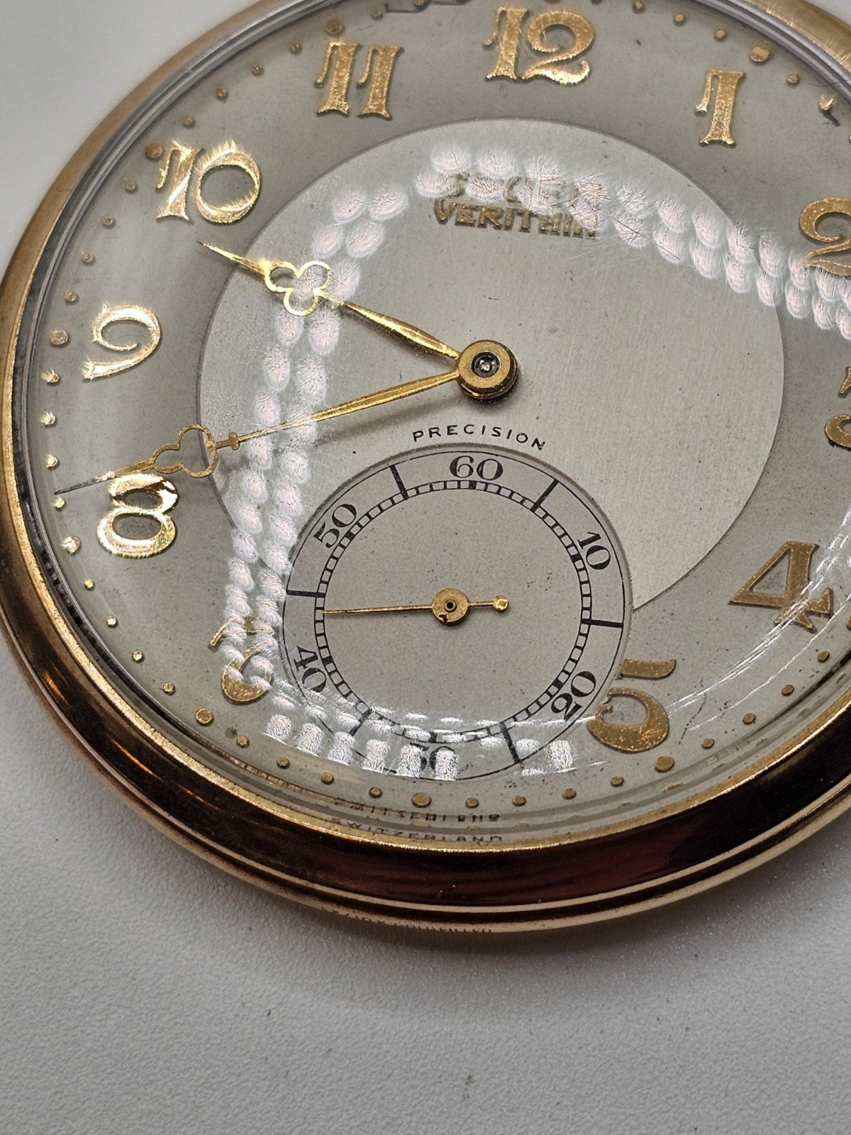 10k Gold Filled Gruen Verithin Pocket Watch Working Condition 