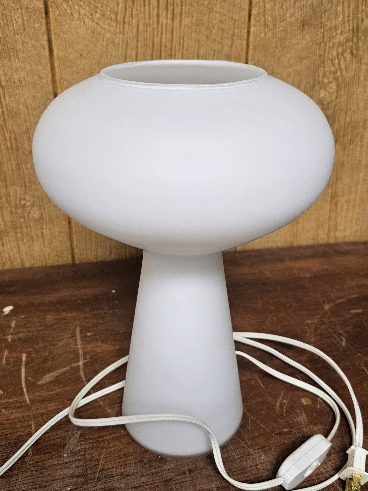 Mid Century MCM Mushroom Lamp Pair Frosted Glass By Gilbert 11.75 In Tall
