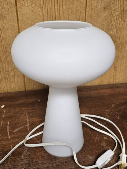 Mid Century MCM Mushroom Lamp Pair Frosted Glass By Gilbert 11.75 In Tall