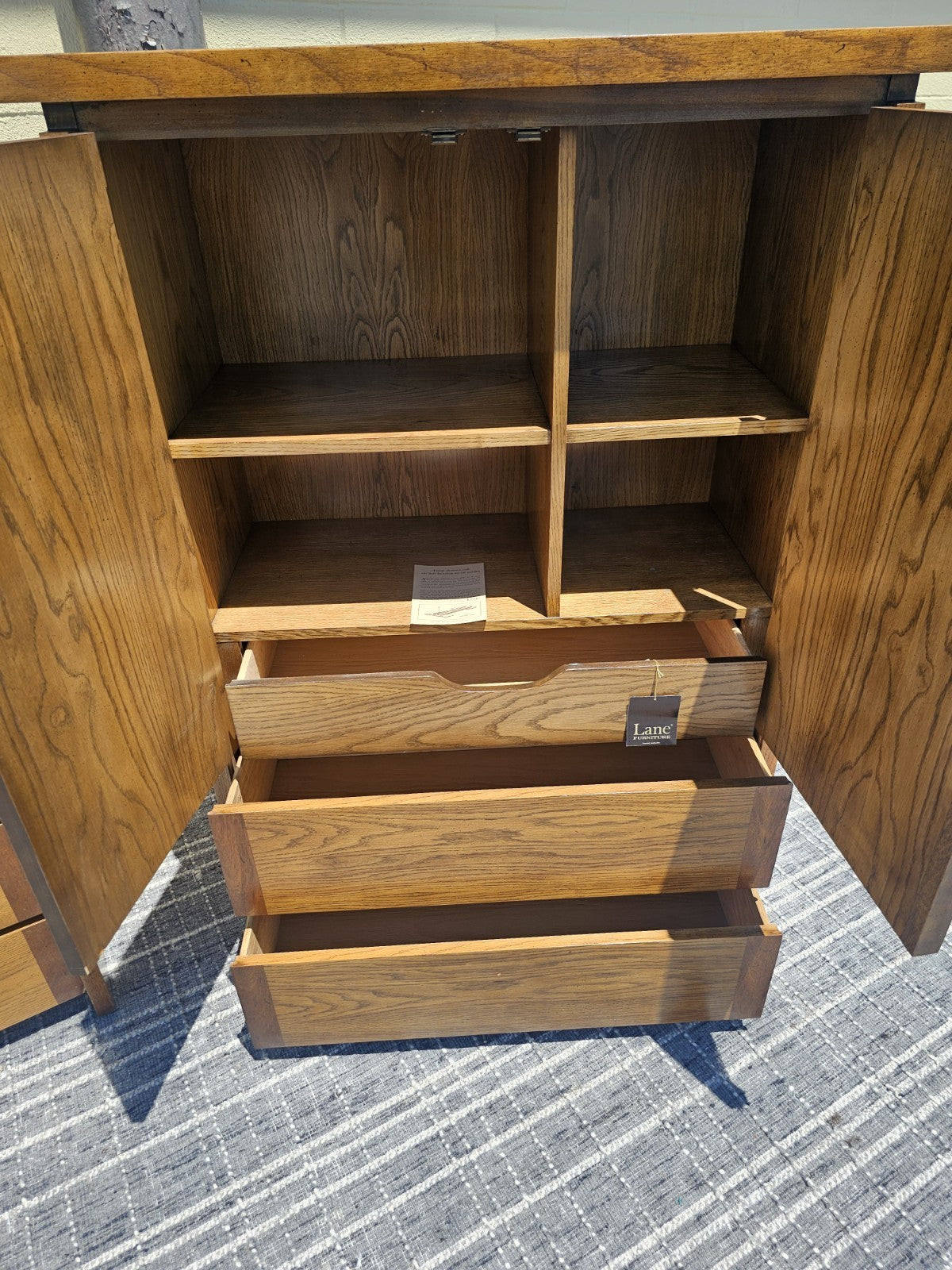 Mid Century Retro Post Modern Lane Oak Bedroom Set W Geometric Design 