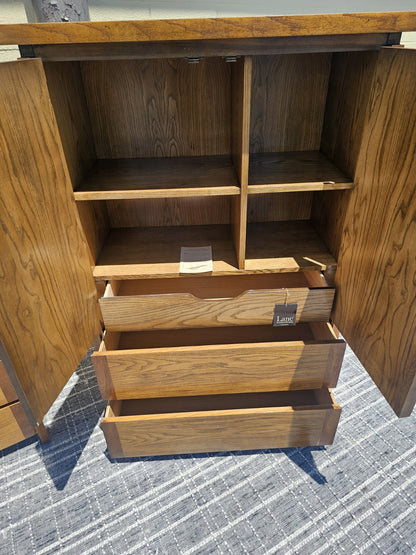 Mid Century Retro Post Modern Lane Oak Bedroom Set W Geometric Design 
