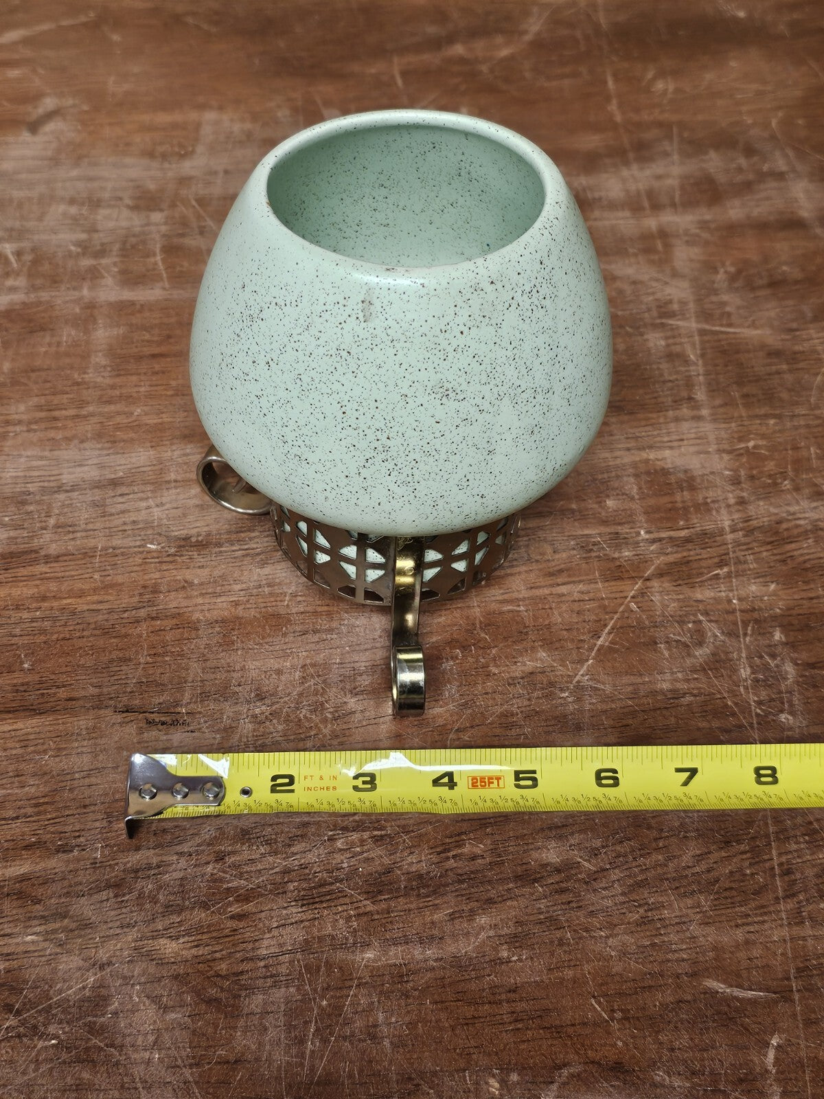 Stanford Sebring Pottery Atomic Age MCM Vase With Tripod Vase Mint Green