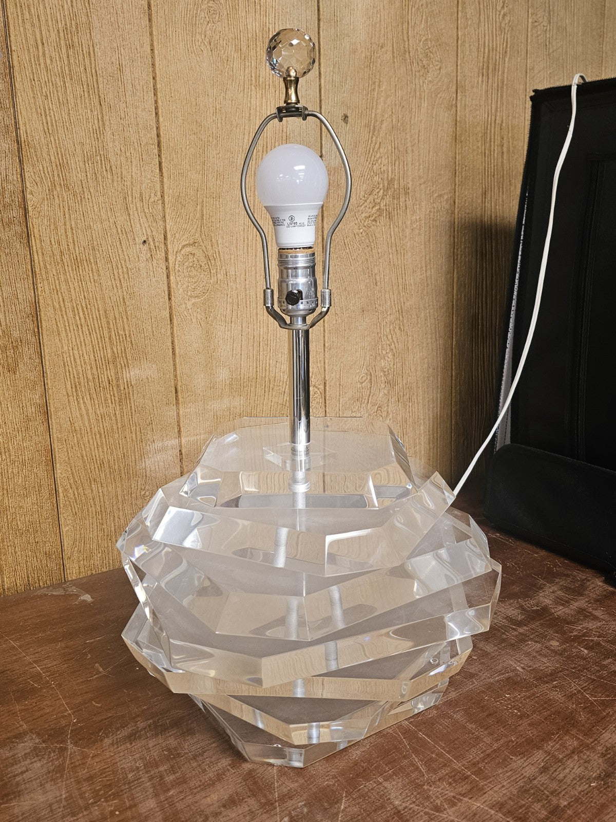 Post Modern Chunky Stacked Mobile Lucite Table Lamp George Bullio 23.5 In Tall