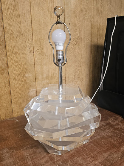 Post Modern Chunky Stacked Mobile Lucite Table Lamp George Bullio 23.5 In Tall