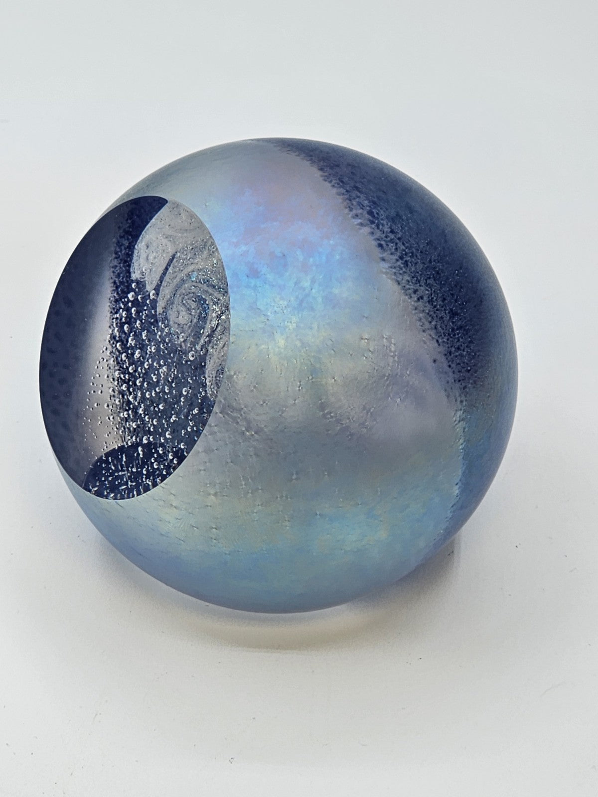 Signed April Showers Iridescent Blue Green Purple Paperweight 3 In Rain Clouds