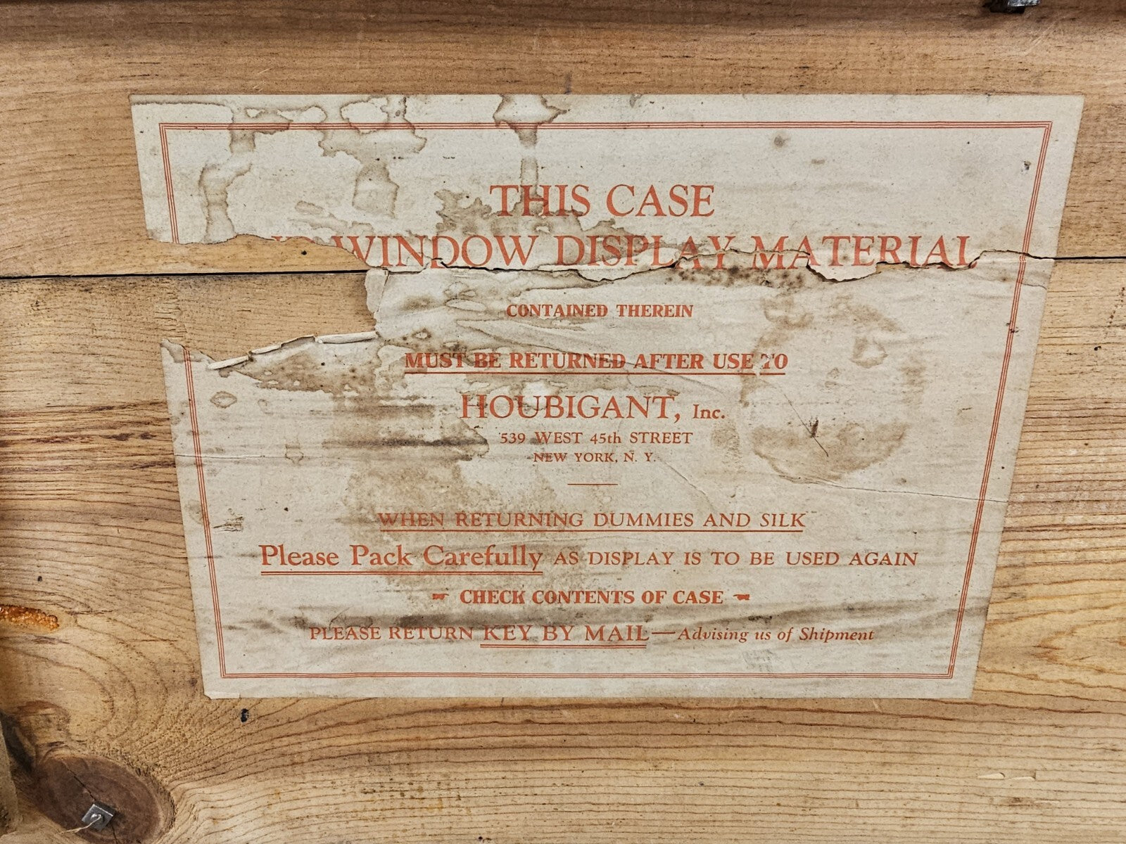 Vtg Houbigant Store Trunk Storage Chest 