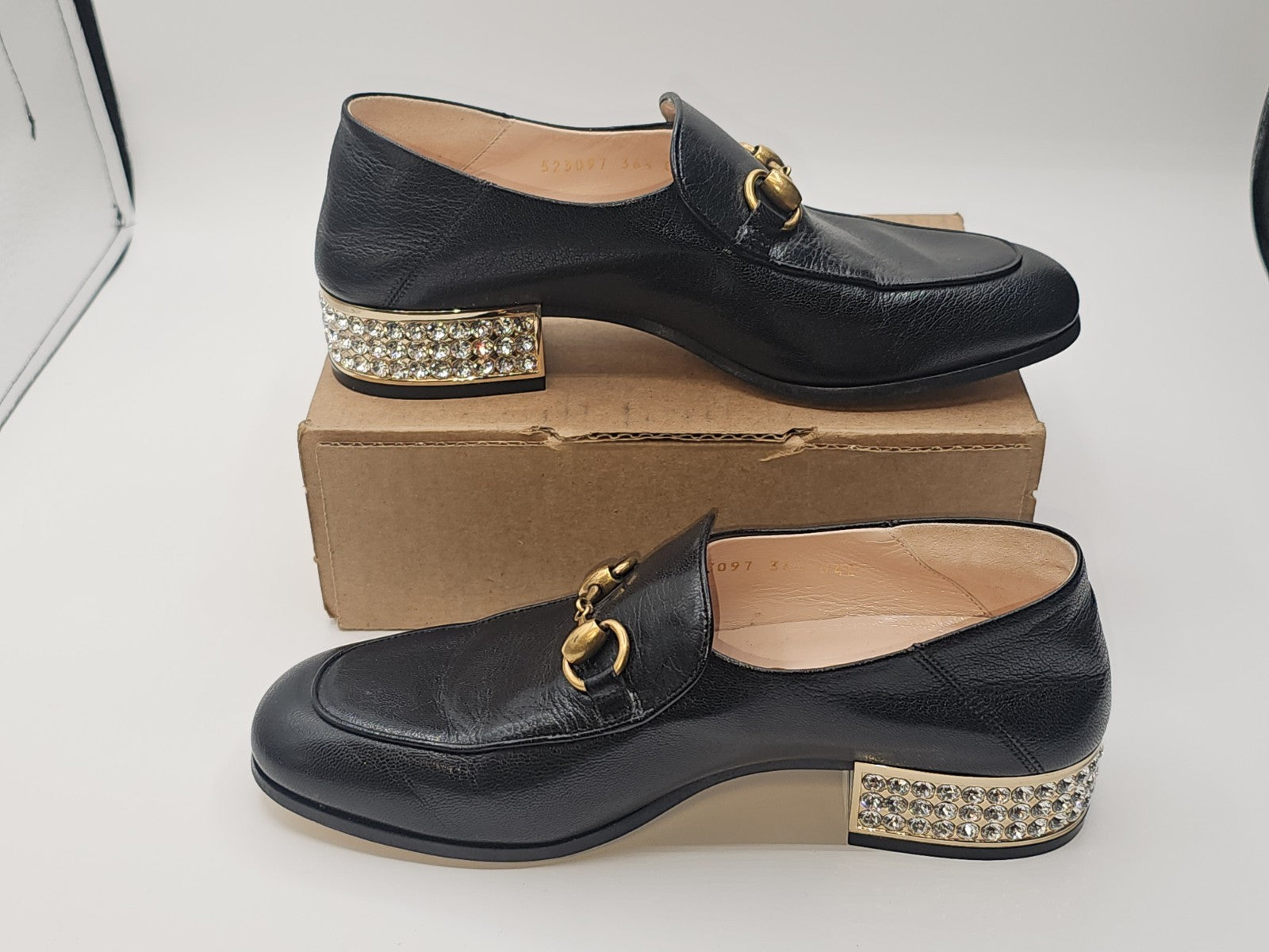 Gucci Horsebit Leather Loafers Mules With Crystals Size 36.5 Gently Used 