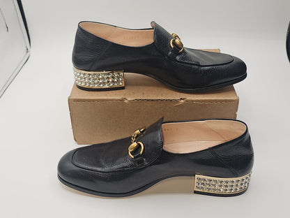 Gucci Horsebit Leather Loafers Mules With Crystals Size 36.5 Gently Used 