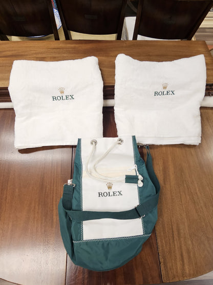 Vintage Rolex Sailers Duffel Bag With 2 Rolex Beach Bathroom Towels 33" X 70"