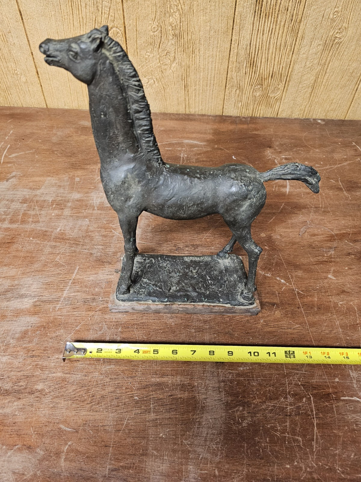 Vtg MCM Modernist Figural Bronze Horse By Pino Conte Italian "Cavallo" 14.5" T