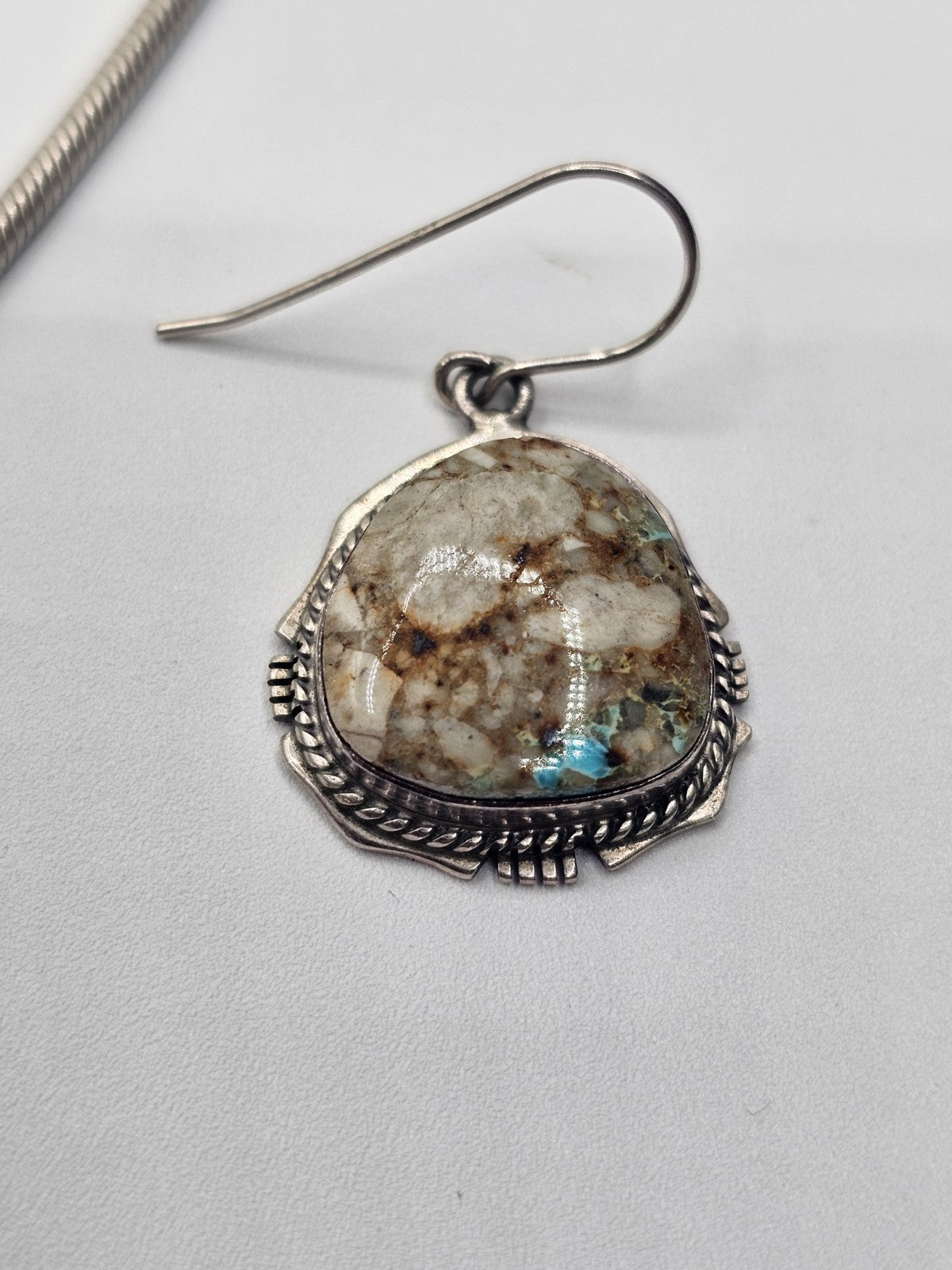 Vtg Kathy Yazzie 925 Sterling Boulder Turquoise Necklace & Earrings