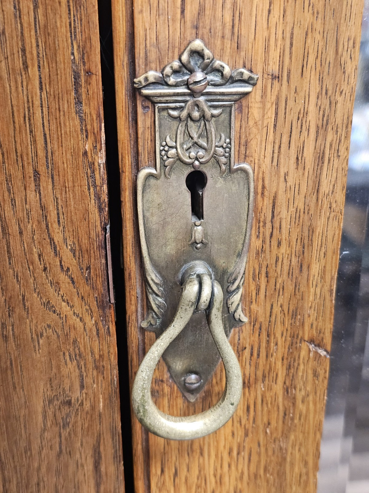 Antique 19th Century Hand Carved Oak Wardrobe W Phoenix Portable Cabinet Closet