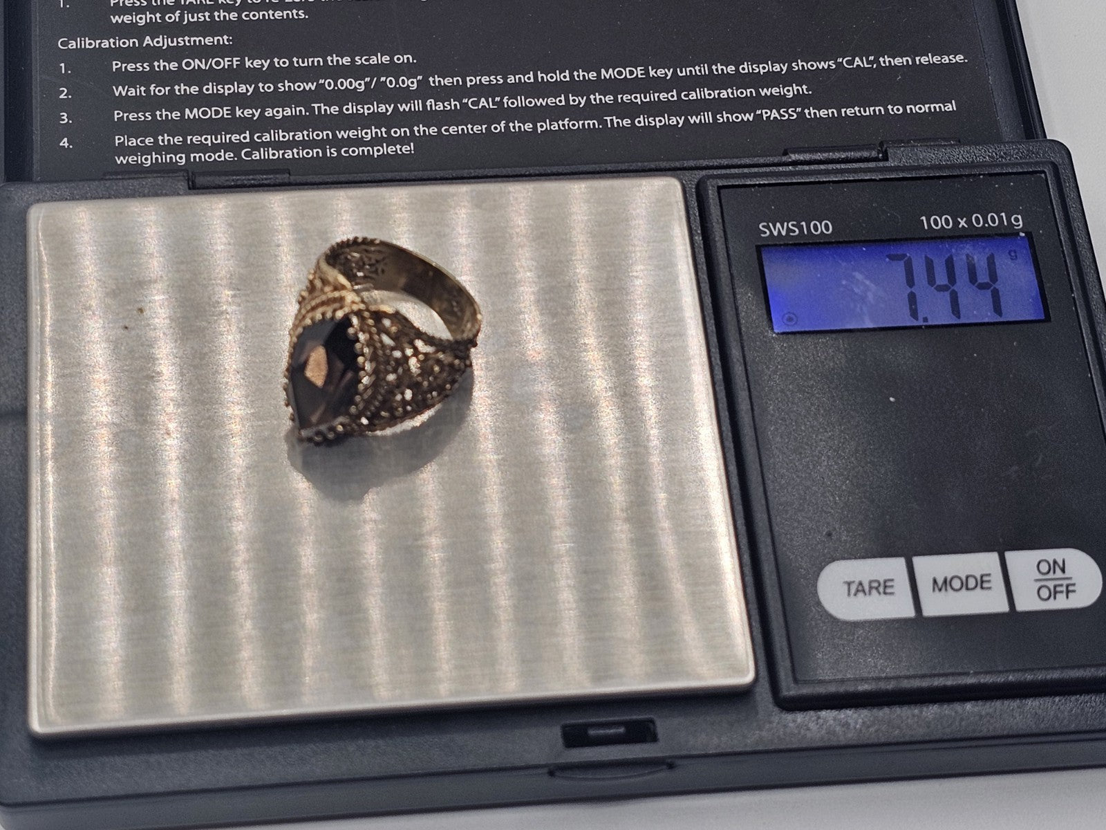 Vtg 14k Yellow Gold Smoky Quartz Cocktail Ring Size 6 Appx 7.4 Grams