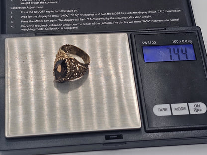 Vtg 14k Yellow Gold Smoky Quartz Cocktail Ring Size 6 Appx 7.4 Grams
