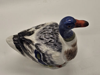 Vtg Meissen Mallard Duck Porcelain Figurine 4.5" Long Colorful