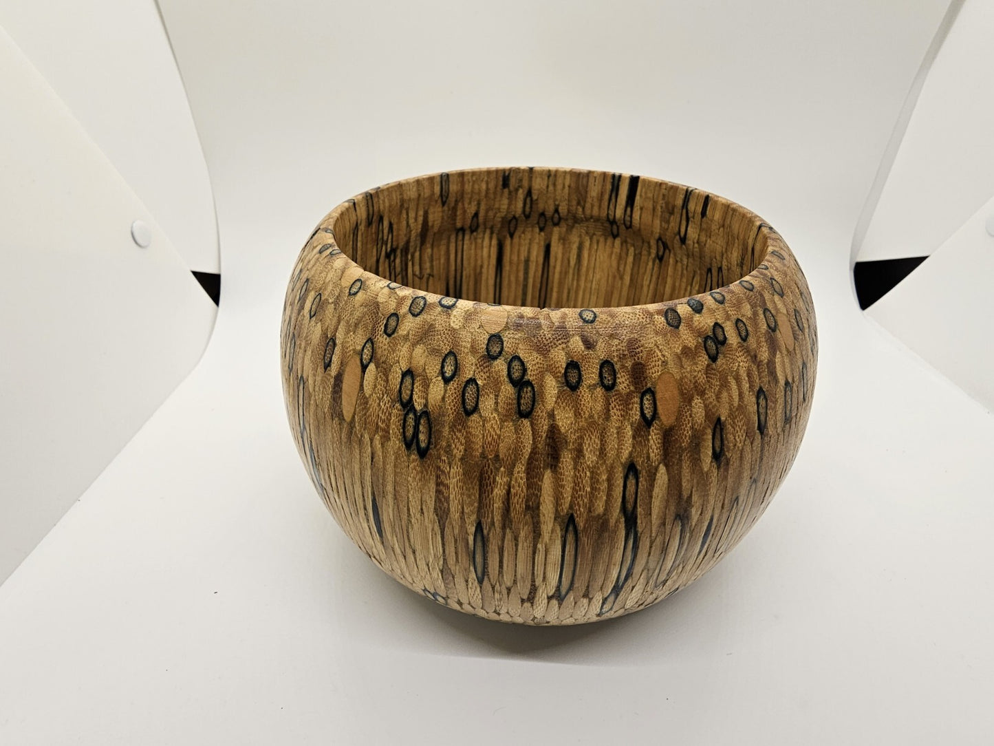 Hand-Turned Carved Bowl Handmade Unique Wood Compressed Pencils? Matches?
