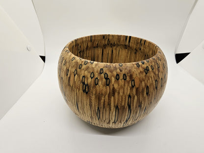 Hand-Turned Carved Bowl Handmade Unique Wood Compressed Pencils? Matches?
