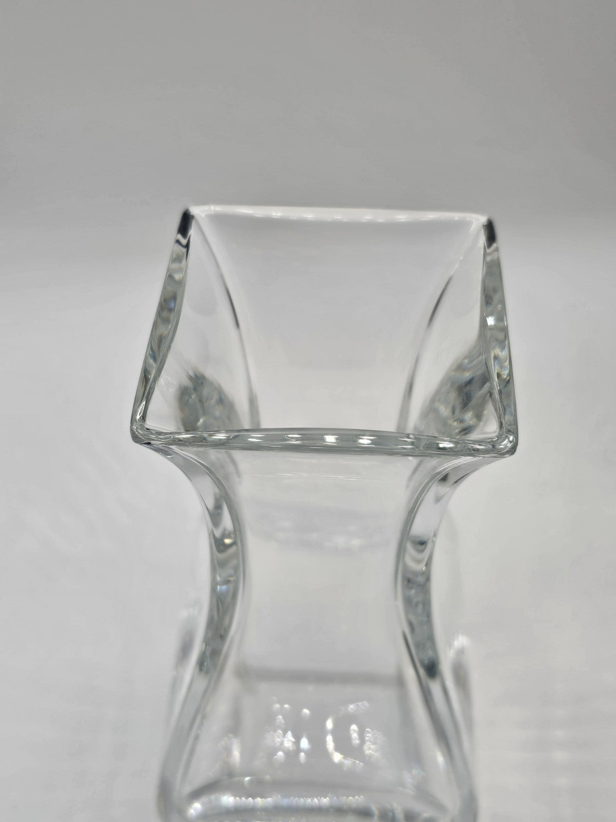 Baccarat Celine Square Crystal Floral Vase Tall Signed 1980s Rare Small Chip