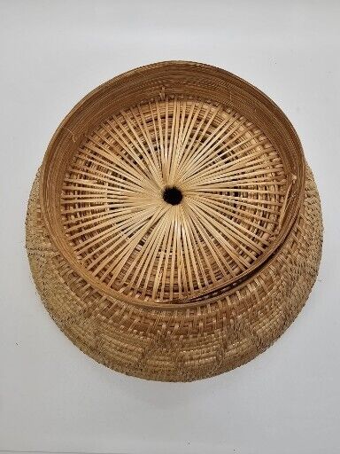 Native American? Hand Woven Lidded Coil Basket Great Quality 6" Tall X 8" Wide