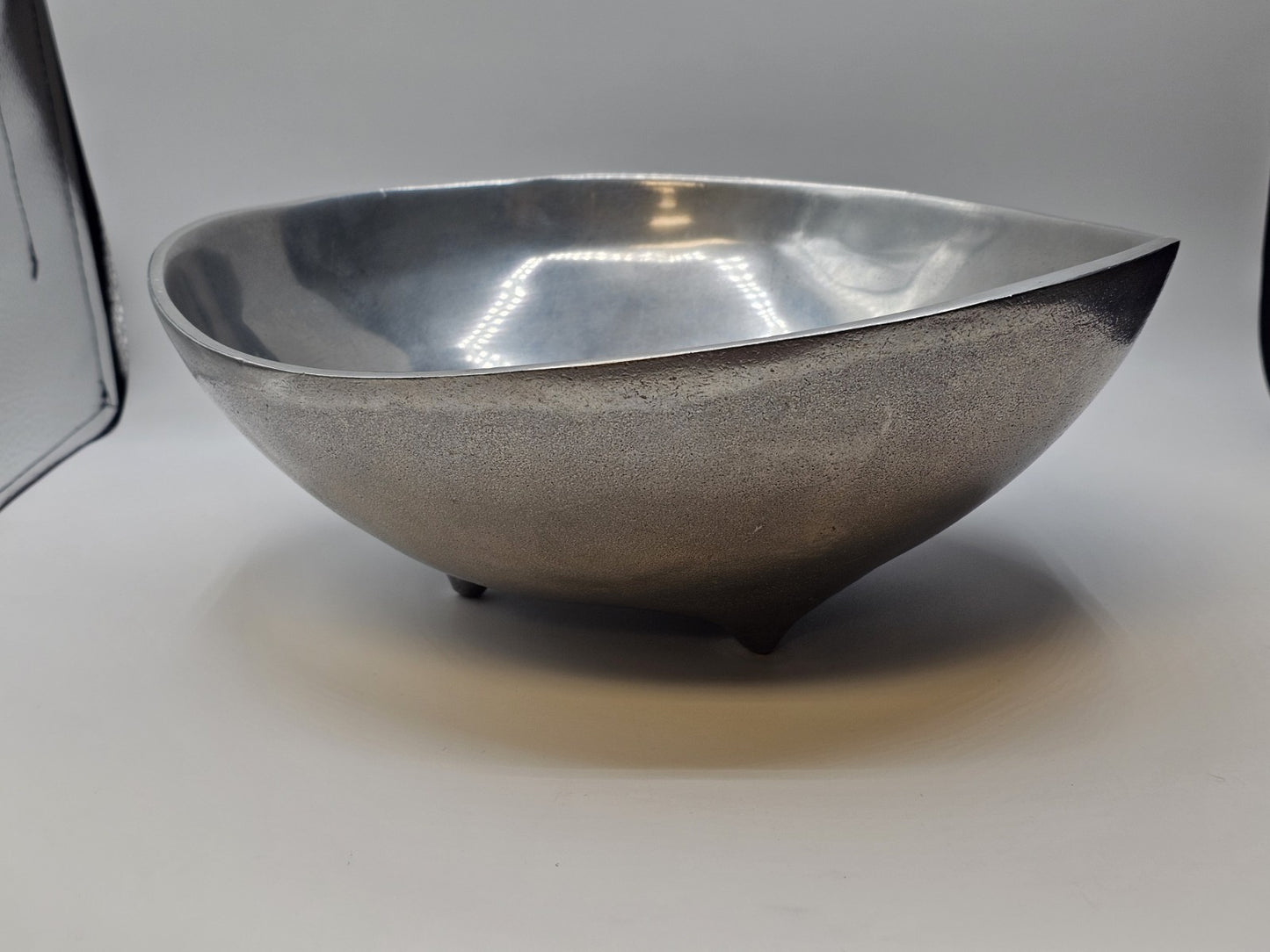 MCM Bruce Fox Design Aluminum Metal Biomorphic Footed Bowl 12.75 In
