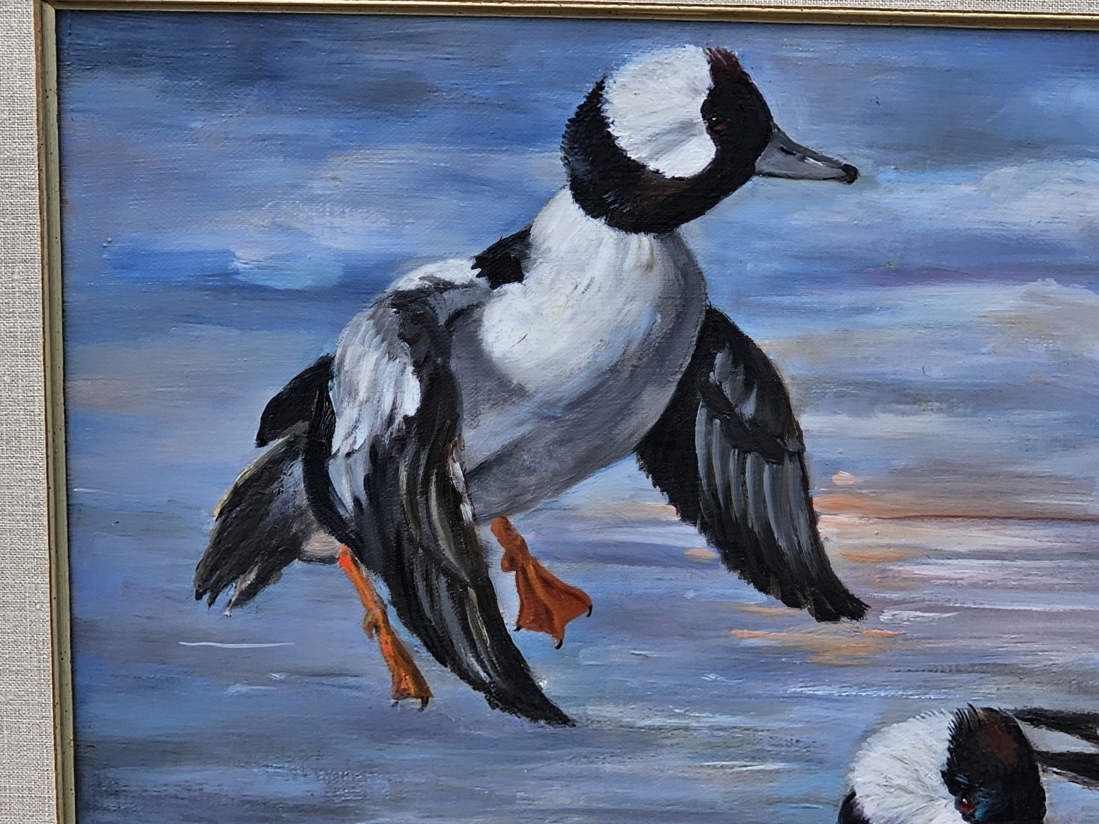 Original Oil On Canvas Painting Of Bufflehead Ducks Chesapeake Bay Area MD
