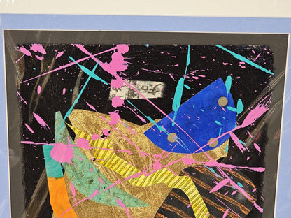 Original Abstract Paper Fiber Art Rick Tunkel Signed Matted 2004 Colorful