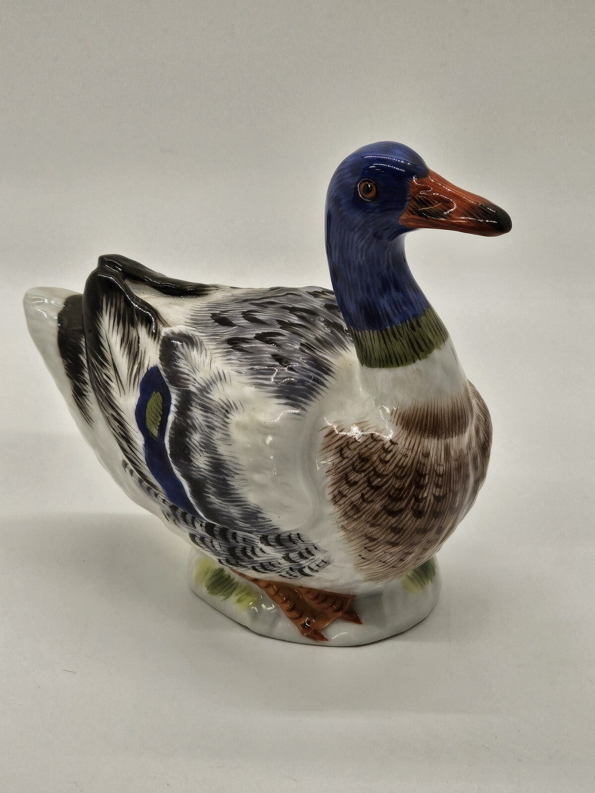 Vtg Meissen Mallard Duck Porcelain Figurine 4.5" Long Colorful