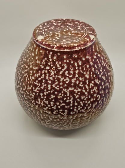 High Quality "Spongeware" Vase Iridescent Red White & Dark Blue Green 7" Tall