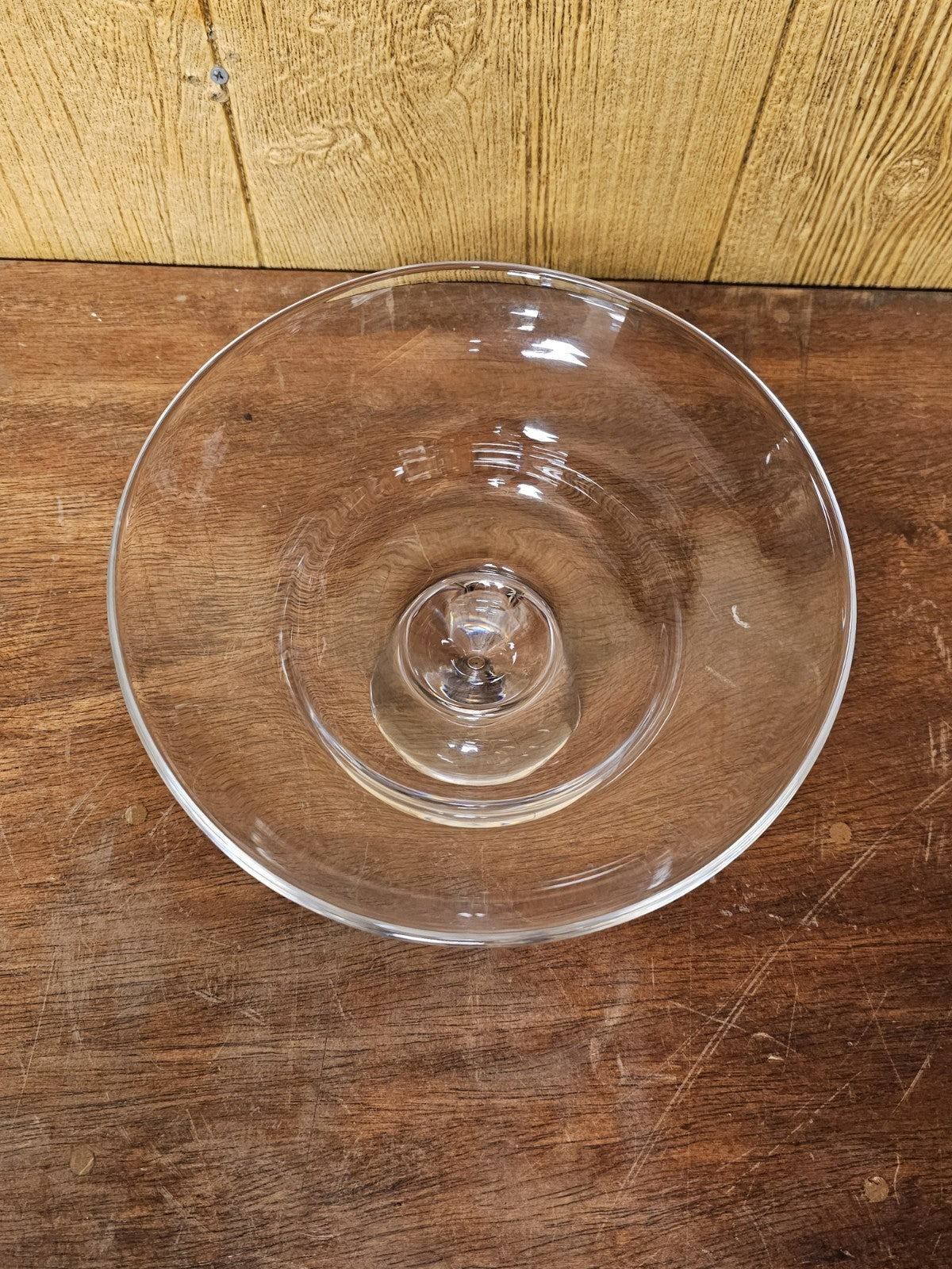 Steuben Signed Crystal Glass Cloud Pedestal Bowl Centerpiece 6.25 In Tall