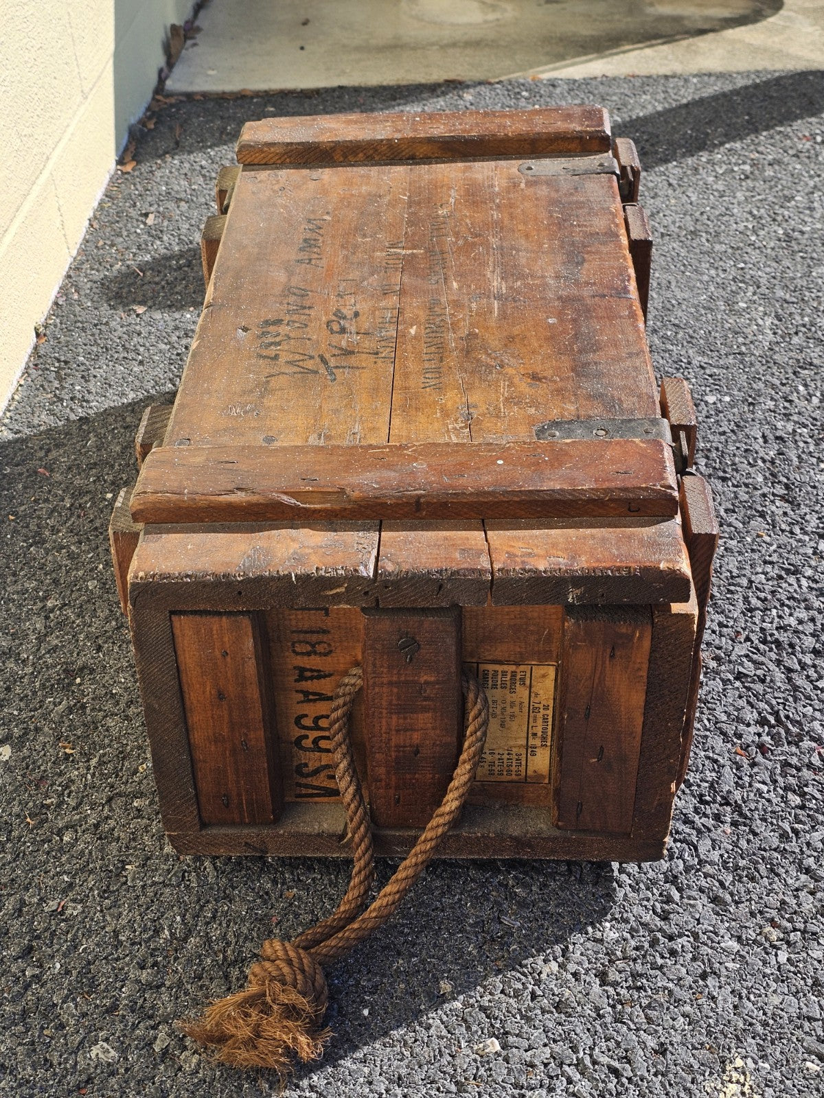 Vintage 1940s Wood & Metal French Ammo Box With Metal Insert Very Unique 