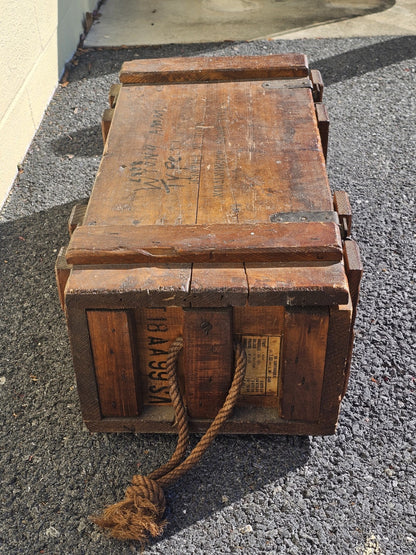 Vintage 1940s Wood & Metal French Ammo Box With Metal Insert Very Unique 