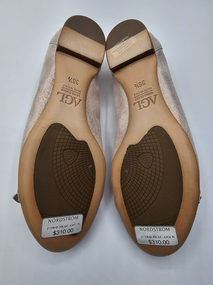 AGL Vero Cuoio Cap Toe Buckle Ballet Glitter Snakeskin Loafers Flats Size 36.5 