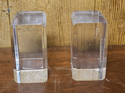 MCM Lucite Acrylic Display Base Pair Block Plateaus 6 In Tall W Beveled Sides