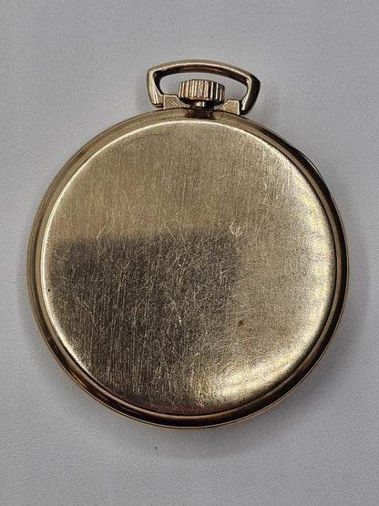 10k Gold Filled Gruen Verithin Pocket Watch Working Condition 