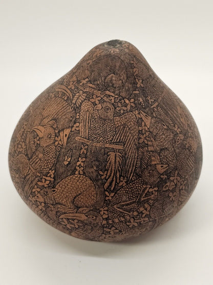 Vtg Peruvian Folk Art Gourd Engraving Very Intricate Apolonia Dorregaray? 