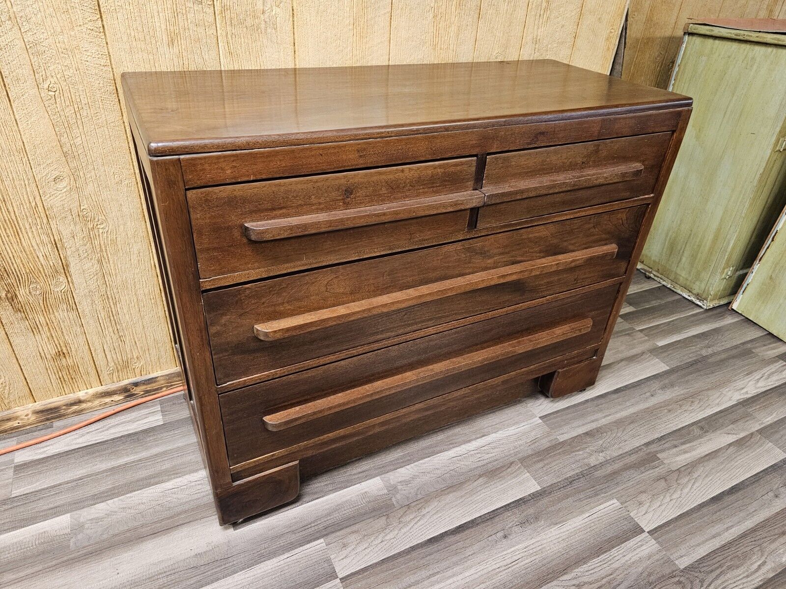 19th Century Walnut 4 Drawer Dresser Chest Of Drawers With MCM Look