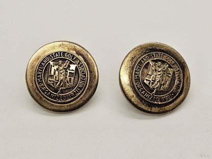Vtg Stieff Sterling Button Pr Maryland State Golf Association Golf Buttons 17 Gr