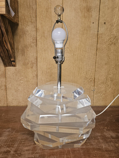 Post Modern Chunky Stacked Mobile Lucite Table Lamp George Bullio 23.5 In Tall