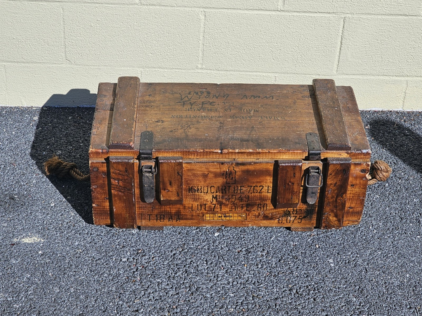 Vintage 1940s Wood & Metal French Ammo Box With Metal Insert Very Unique 