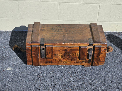 Vintage 1940s Wood & Metal French Ammo Box With Metal Insert Very Unique 