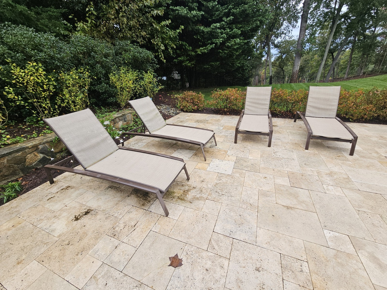 Tropitone Relaxed Sling Chaise Lounge Aluminum Armchairs Set Of 4