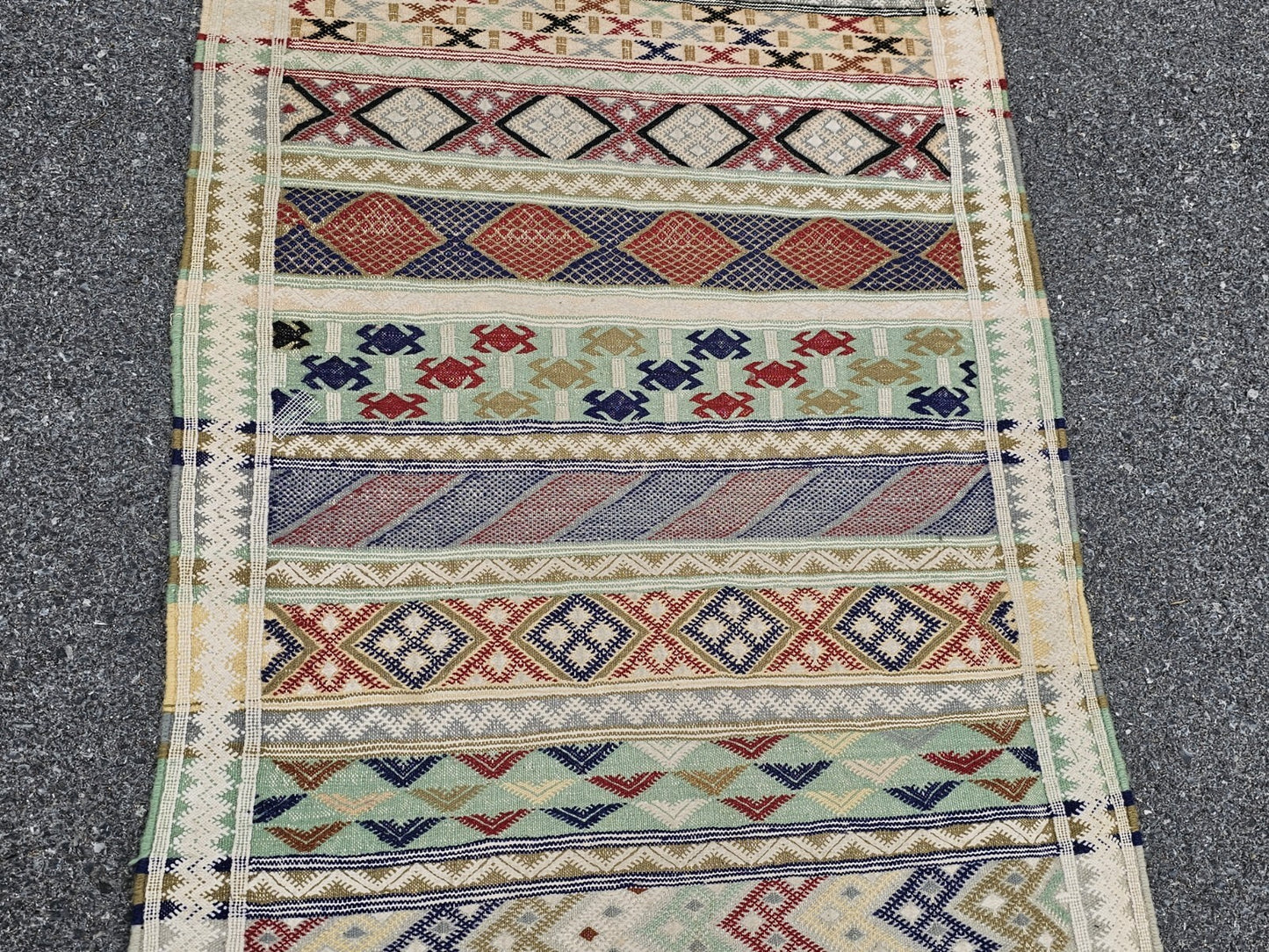 Vtg Native American Handmade Tribal Rug Runner Handwoven 9 Foot (116") Long