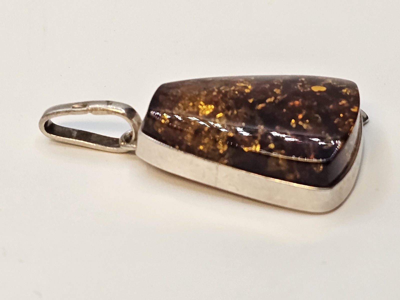 Vtg Natural Baltic Amber Gemstone 925 Sterling Silver Jewelry Pendant 2 In Long